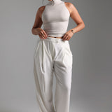 Refined Sleeveless Turtleneck T-Shirt - Light Oat