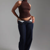 Refined Sleeveless Turtleneck T-Shirt - Chocolate