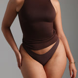 Refined Sleeveless Turtleneck T-Shirt - Chocolate