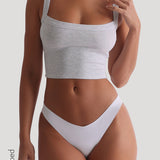 Staple Micro-Ribbed Crop Top - Light Heather Gray