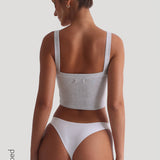 Staple Micro-Ribbed Crop Top - Light Heather Gray