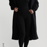U-Shape Long Sleeve Jumpsuit - Black
