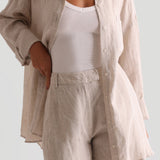 The Oversized Linen Button-Down Top - Sand