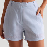 The Ivy Linen Shorts - Celeste