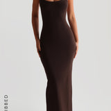 Form-Ribbed Split-Back Maxi Dress - Terra