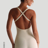 Form-Ribbed Cross-Back Romper - Whipped