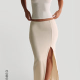 Form-Ribbed Slit Maxi Skirt - Whipped
