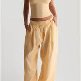 The Ivy Wide-Leg Linen Trousers - Mango Creme