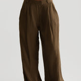 The Ivy Wide-Leg Linen Trousers - Terra