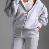 Boyfriend Zip-Up Hoodie - Light Heather Gray