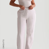 Structured Wide Leg Sweatpants - Soft Beige