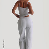 Structured Wide Leg Sweatpants - Light Heather Gray