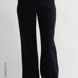 Structured Wide Leg Sweatpants - Black