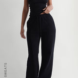 Structured Wide Leg Sweatpants - Black