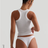 T-Shape Micro-Ribbed Tank Top - White