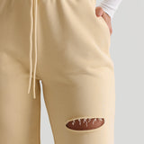 Cut-Out Wide Leg Sweatpants - Soft Yellow