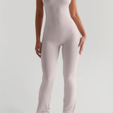 Second Skin Flared Jumpsuit - Soft Beige
