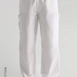 Pantalon cargo baggy essentiel - Délavage blanc