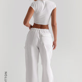 Pantalon cargo baggy essentiel - Délavage blanc