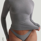 Mist Langarm-T-Shirt - Steingrau