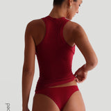 T-Shape Micro-Ribbed Tank Top - Pomegranate