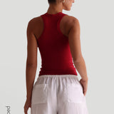 T-Shape Micro-Ribbed Tank Top - Pomegranate