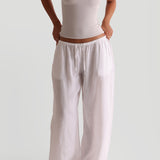 Heritage Linen Wide-Leg Pants - White