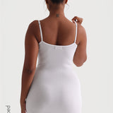 Slip-On Micro-Ribbed Mini Dress - White