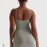 Slip-On Micro-Ribbed Mini Dress - Sage