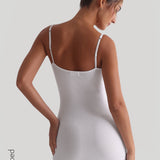 Slip-On Micro-Ribbed Mini Dress - White