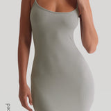 Slip-On Micro-Ribbed Mini Dress - Sage