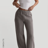 Structured Wide Leg Sweatpants - Smokey Gray