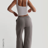 Structured Wide Leg Sweatpants - Smokey Gray
