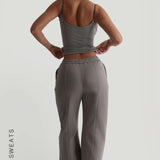Structured Wide Leg Sweatpants - Smokey Gray