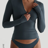 Zip-Up Long Sleeve T-Shirt - Serene