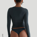 Zip-Up Long Sleeve T-Shirt - Serene