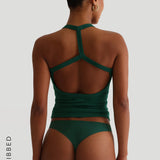 Form-Ribbed Split-Back Tank Top - Cucumber