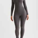 Round Neck Long Sleeve Jumpsuit - Midnight Gray