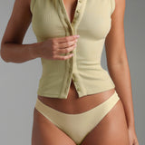 Form-Ribbed Button-Down Tank Top - Peppermint Tea