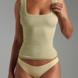 Essential Form-Ribbed Tank Top - Peppermint Tea