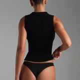 Form-Ribbed Button-Down Tank Top - Black