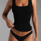 Essential Form-Ribbed Tank Top - Black
