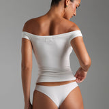 Form-Ribbed Off Shoulder Top - White