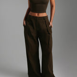 Form-Ribbed High Neck Top - Brown Sugar