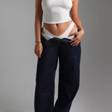 Form-Ribbed High Neck Top - White