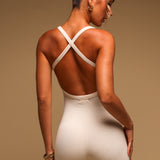 Form-Ribbed Cross-Back Romper - Whipped