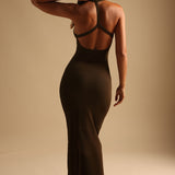 Form-Ribbed Split-Back Maxi Dress - Terra