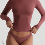 Refined Long Sleeve Turtleneck T-Shirt - Vintage Berry