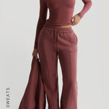 Structured Wide Leg Sweatpants - Vintage Berry