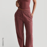 Structured Wide Leg Sweatpants - Vintage Berry